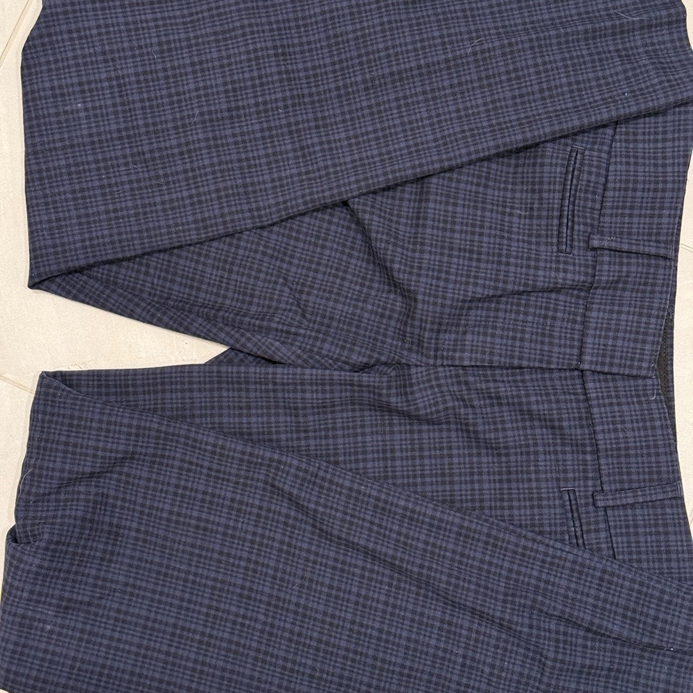 LOFT Navy Plaid Straight Leg Pants Size 2